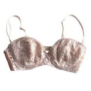 Vintage Victoria's Secret Gold Label Pink Lace Underwire Lined Bra 36B Coquette‎